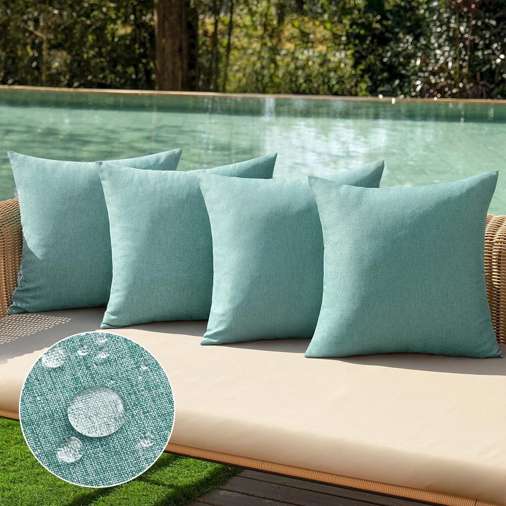 8573 Pack of 4 Decorative Outdoor Throw Pillow Covers Linen Waterproof